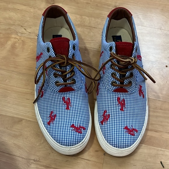 Polo Ralph Lauren Vaughn C Blue Gingham Lobster Deck Shoes size 9.5D - Picture 3 of 6